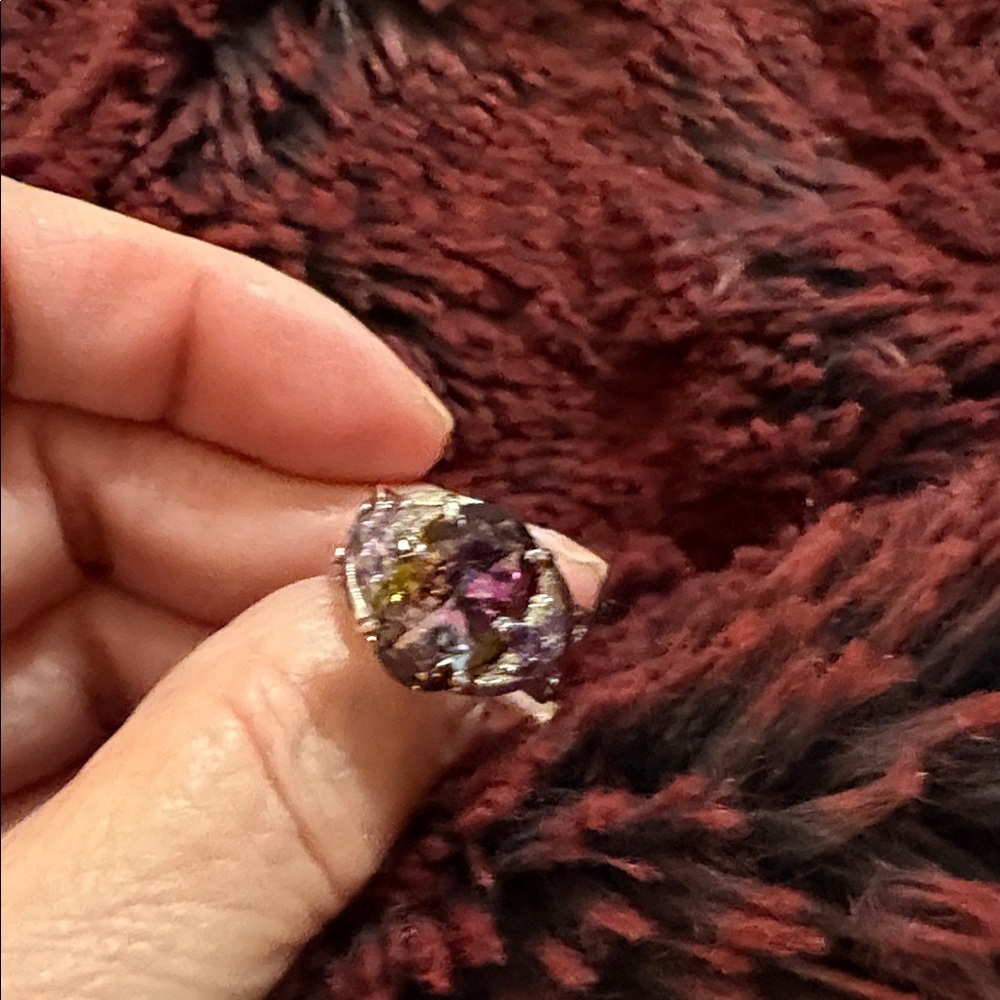 Multicolor Gemstone Silver Ring - image 3